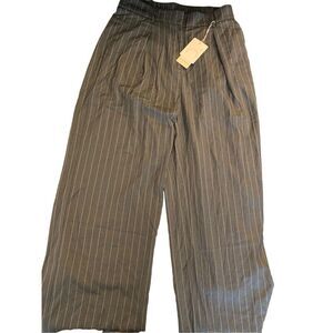 Commense Pinstripe High-Waist Long Pants wide leg flare women's size large NEW